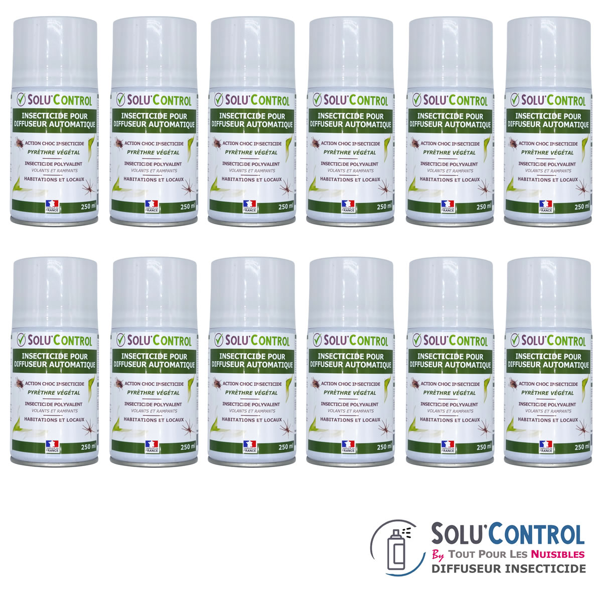 12 Aérosols pyrèthre végétale 250ml SOLU'CONTROL