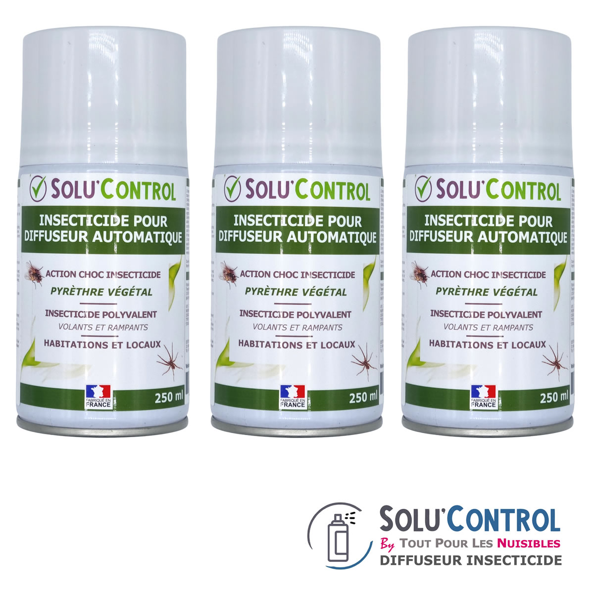 3 Bombes pour diffuseur avec pyrèthre végétal, SOLU'CONTROL