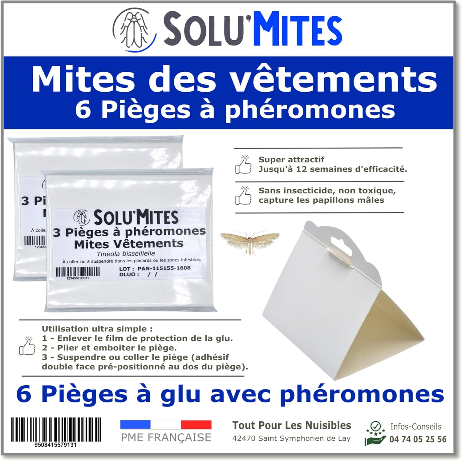 SoluMites - Lot de 6 Pièges pour les mites des vêtements