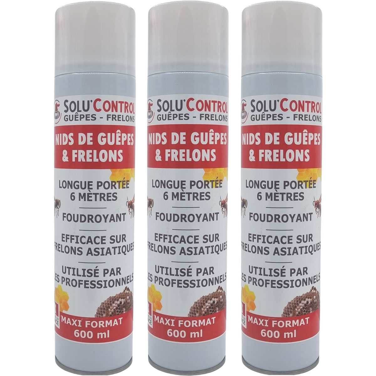 Lot de 3 bombes guêpes/frelons/frelons asiatique Hiflowshot  - Aérosol de 600ml