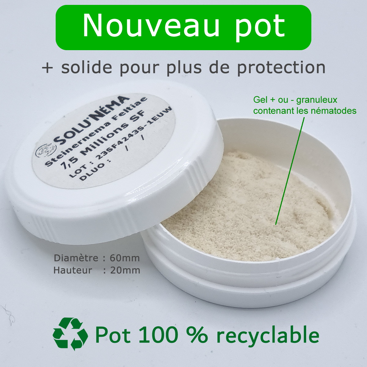 Pot de nématodes SF Nématodes 7,5 Millions