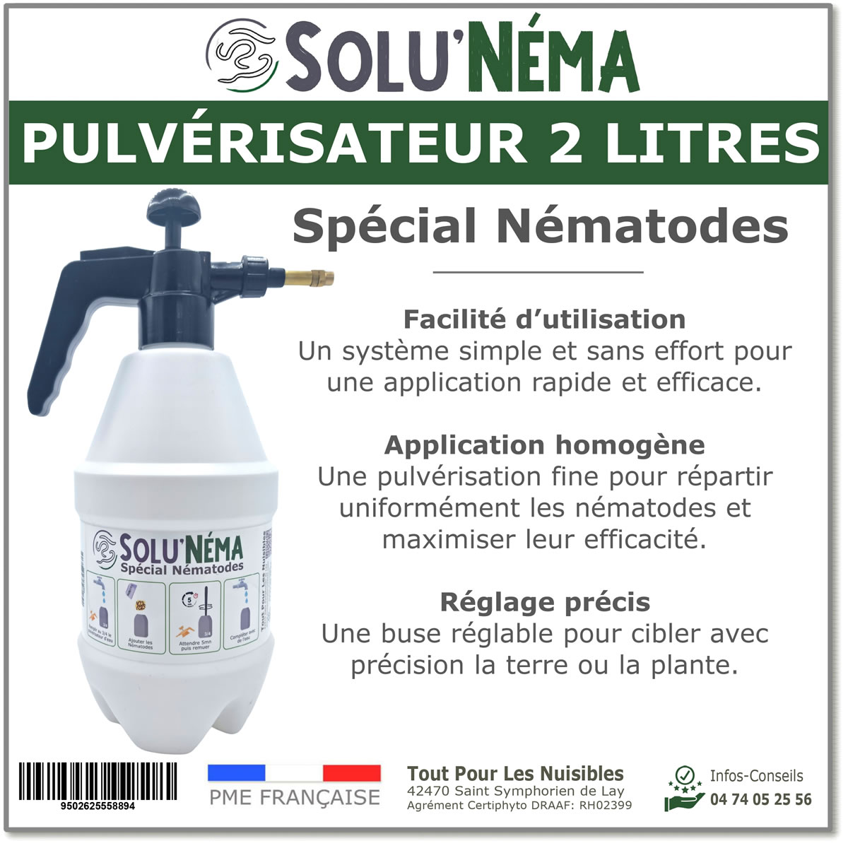Solunéma Pulvérisateur 2 litres spécial Nématodes