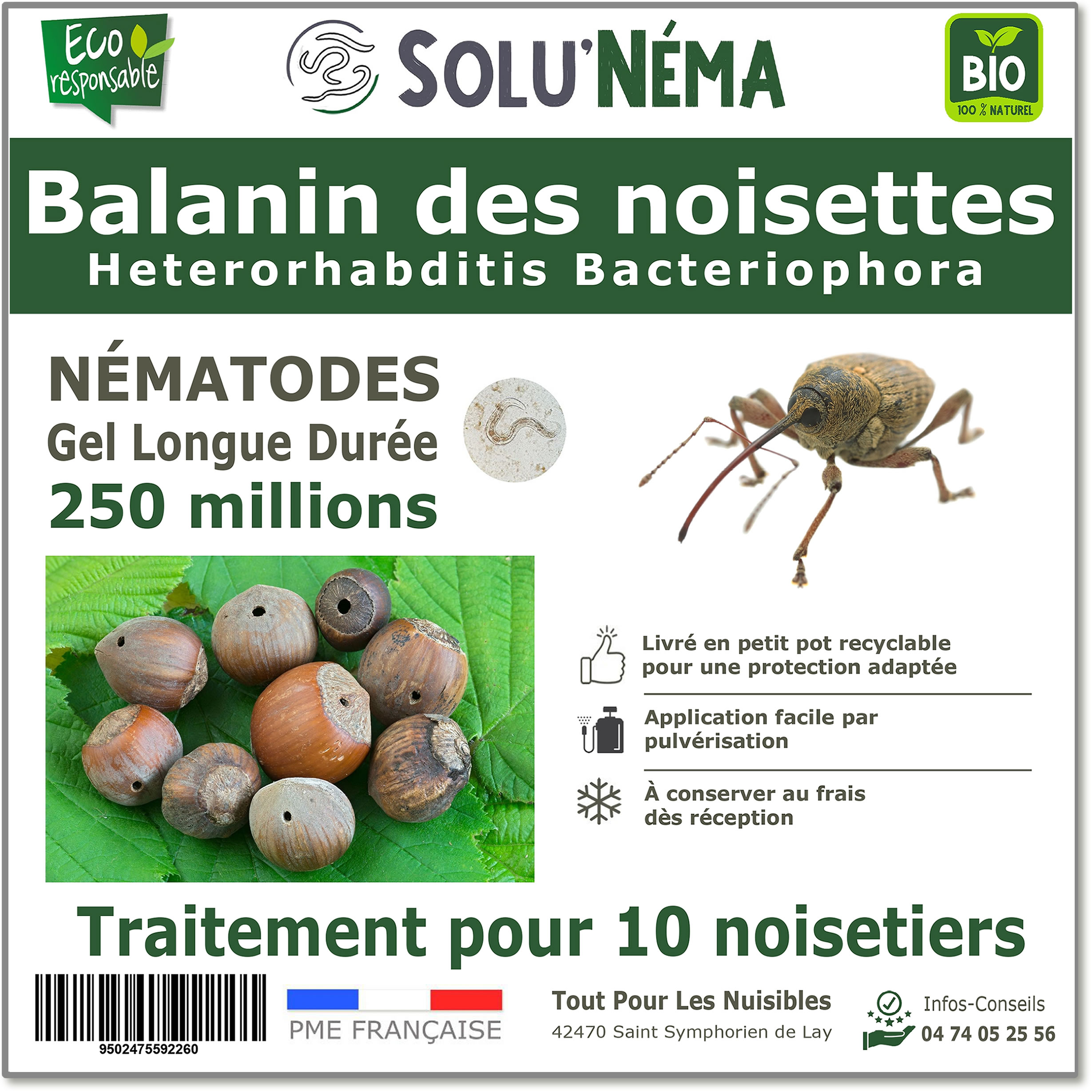 Balanin des noisettes 250 M nématodes HB
