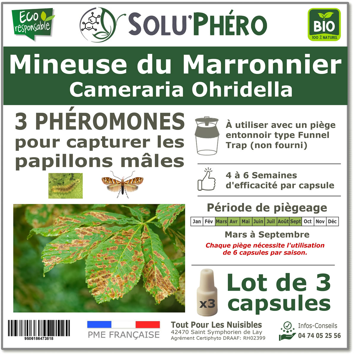 Soluphero - Phéromone mineuse marronnier par 3