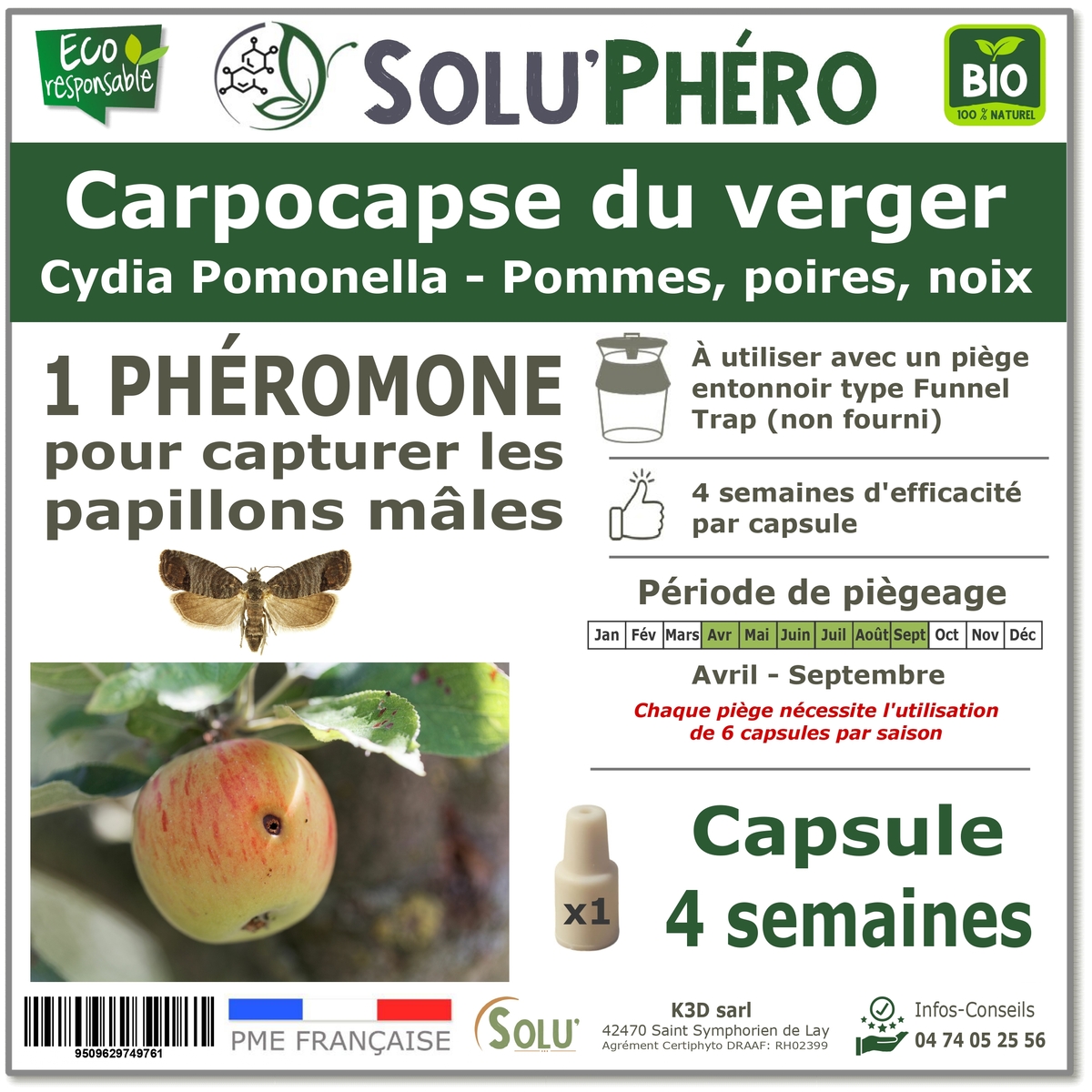 Soluphero - Phéromone carpocapse du verger par 1
