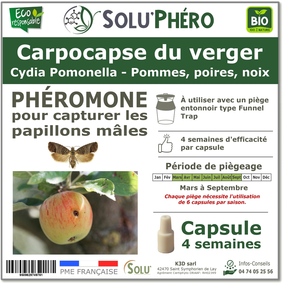 Soluphero - Phéromone carpocapse du verger