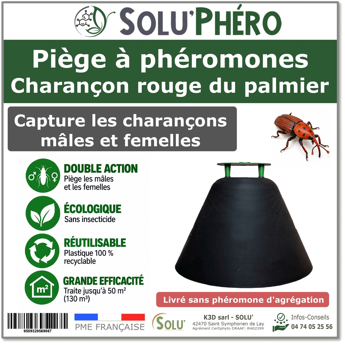Piège à phéromone pour charançon rouge du palmier, PALMA TRAP sans attractif - Phéromone