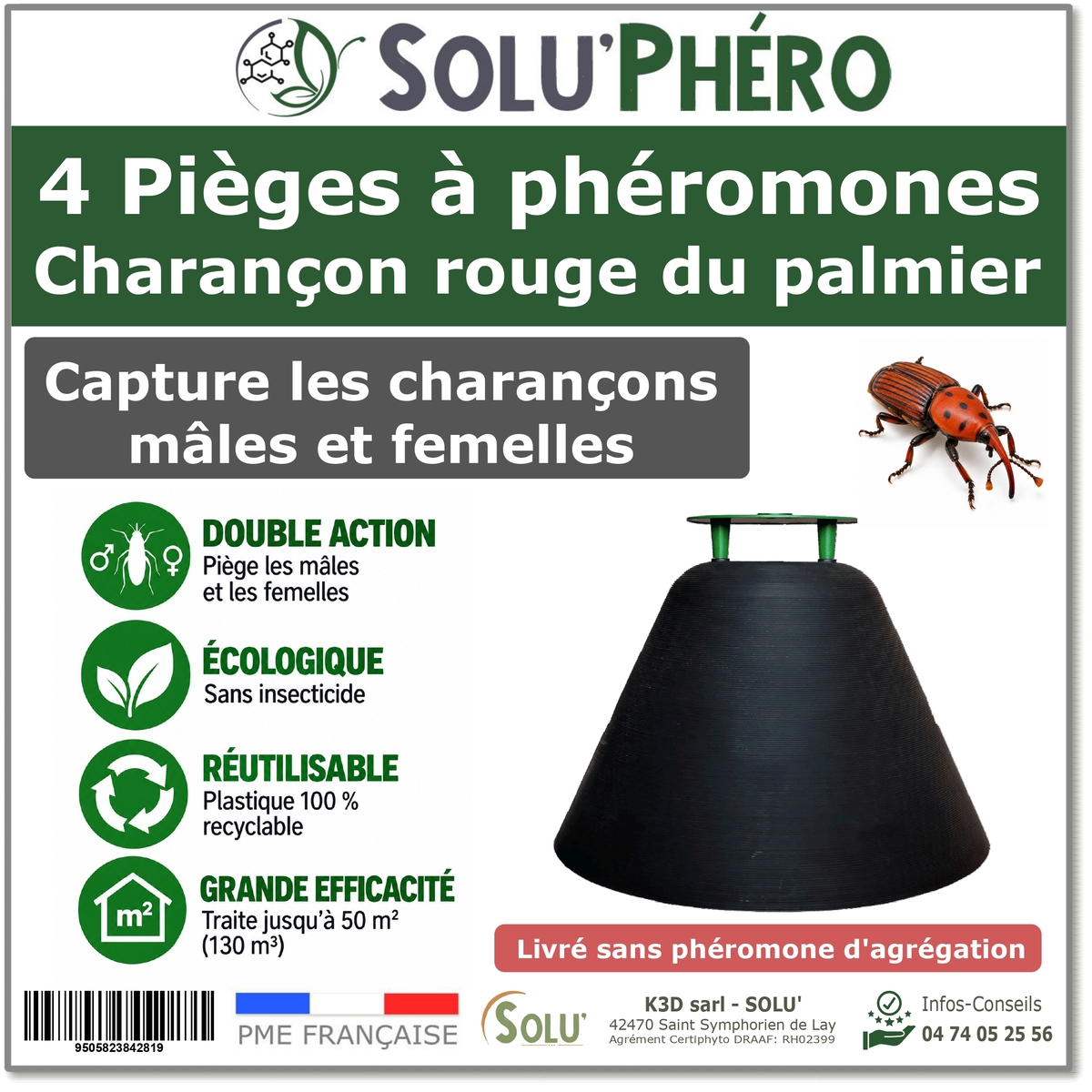 Piège à phéromone pour charançon rouge du palmier, PALMA TRAP sans attractif - Phéromone