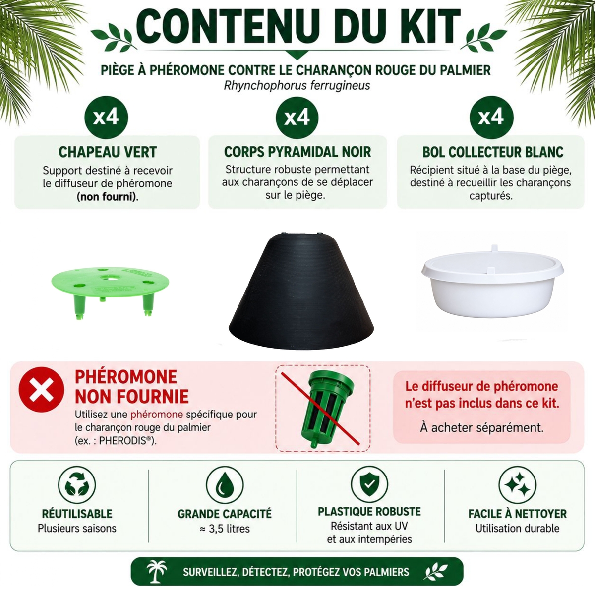 Piège à phéromone pour charançon rouge du palmier, PALMA TRAP - Conditionnement