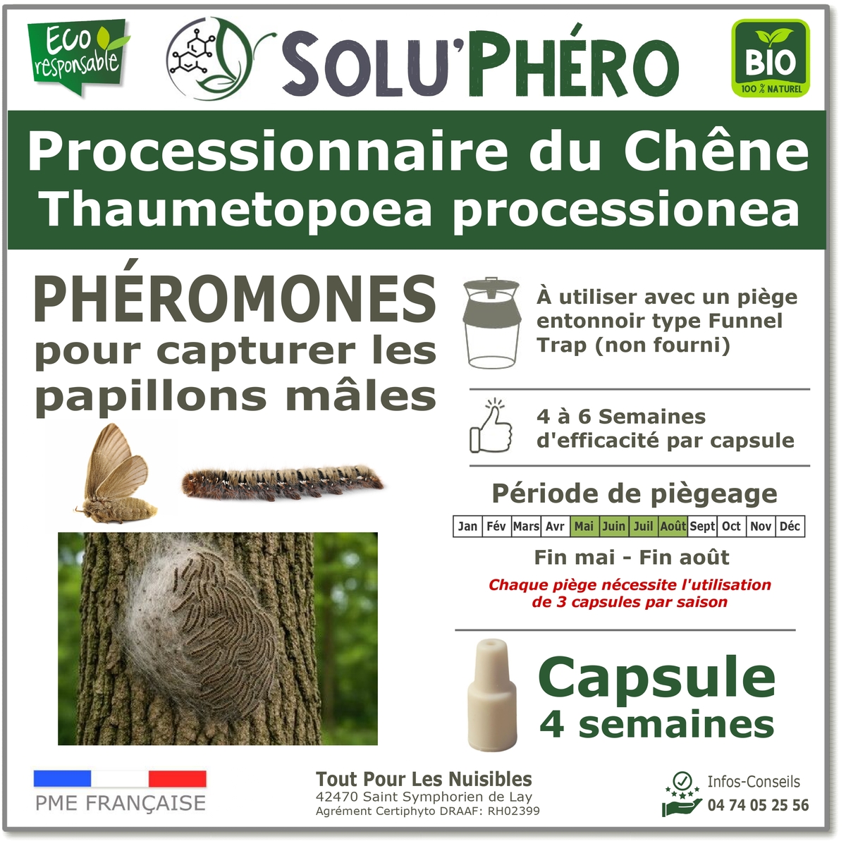 Phéromone pour attirer et capturer le papillon mâle de la processionnaire chêne