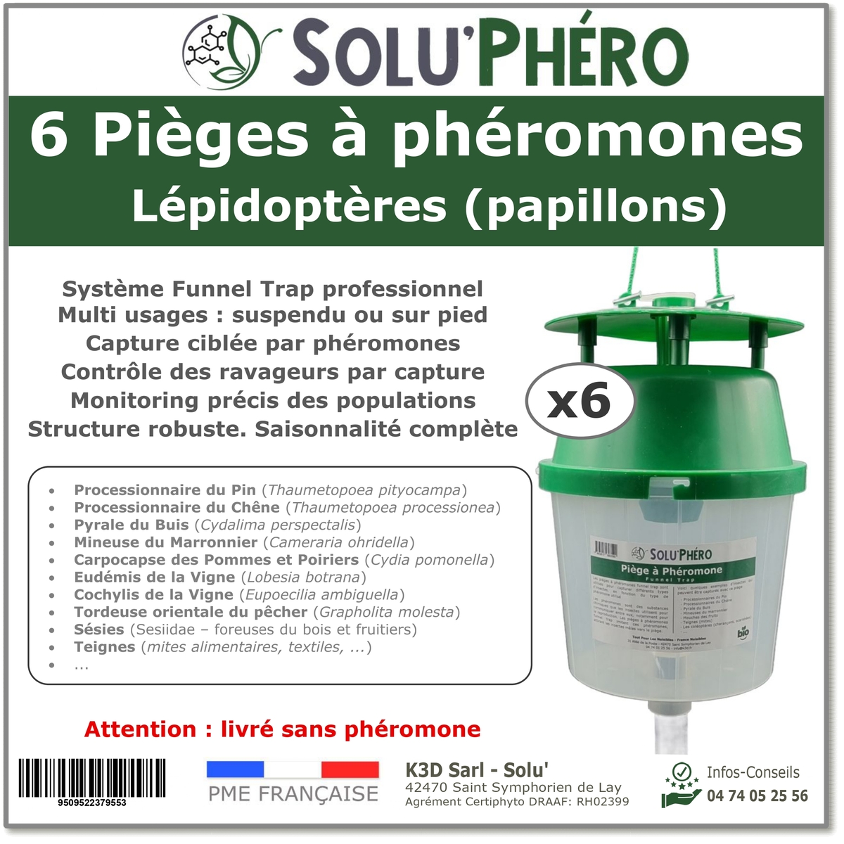 SOLU’PHÉRO - Lot de 6 pièges à phéromones