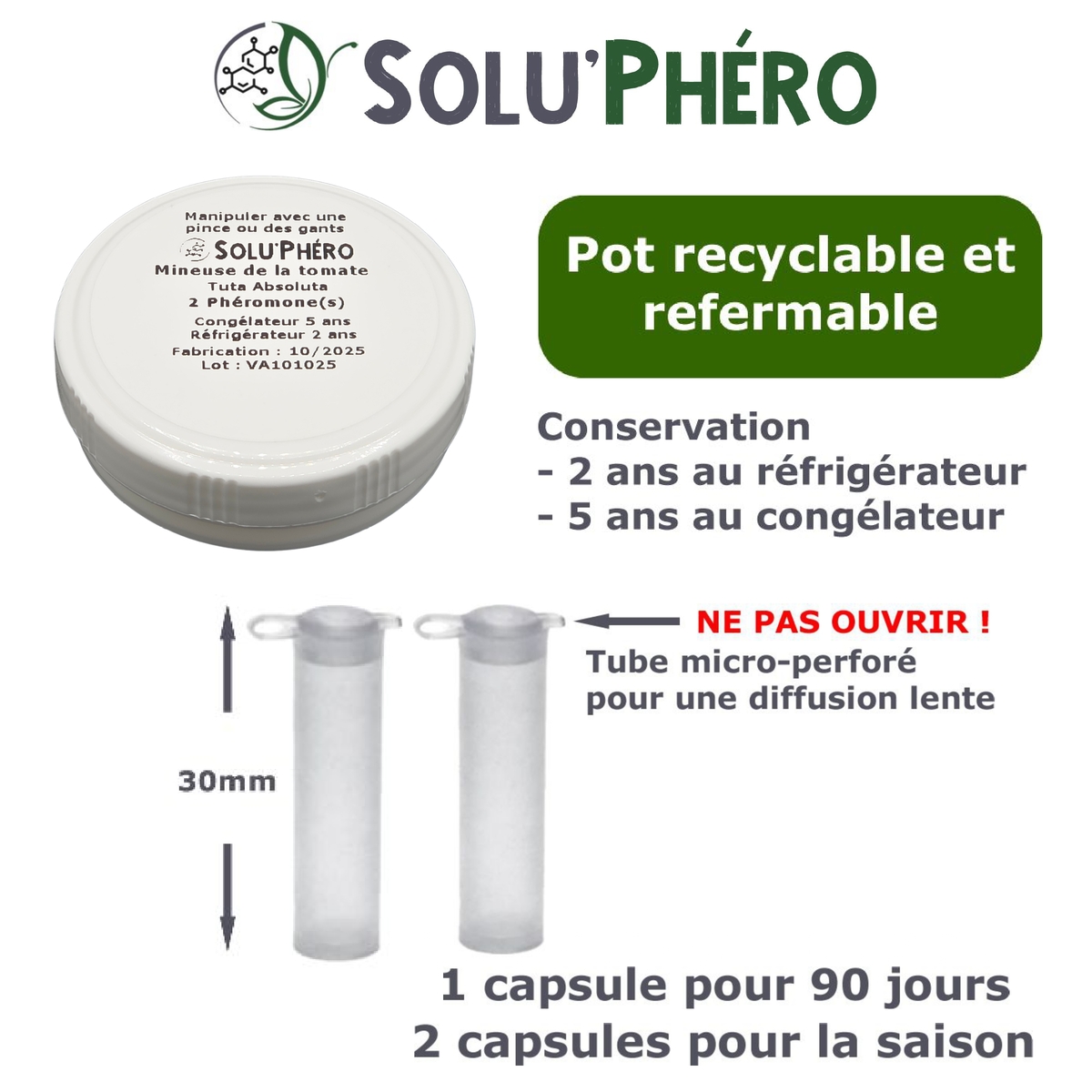2 Phéromones contre Mineuse de la tomate 90 jours