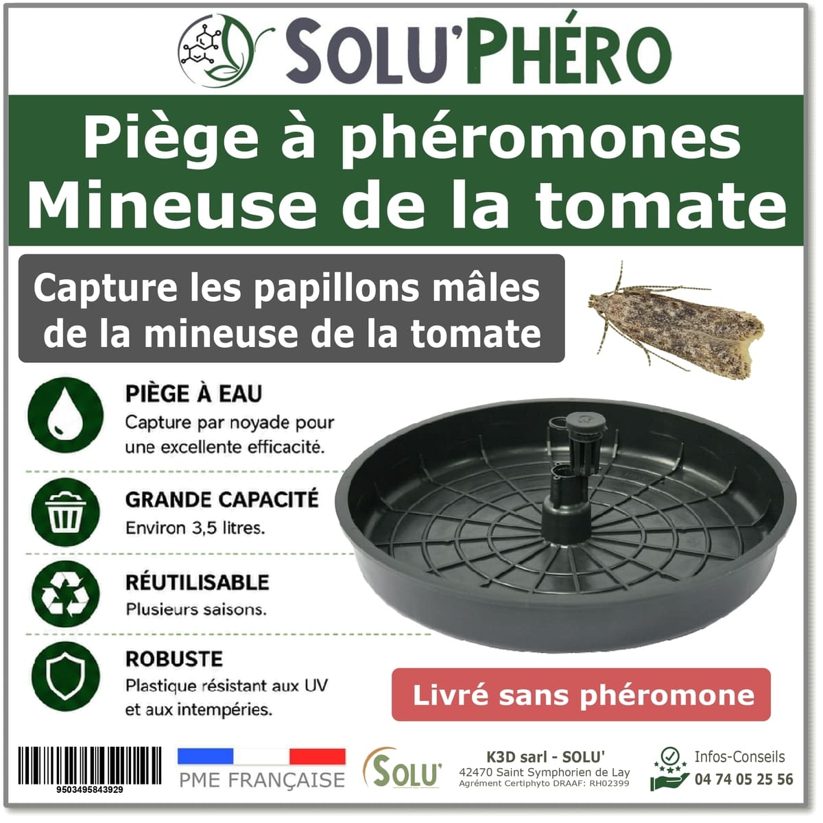 Piège à phéromones Water Trap pour la mineuse de la tomate