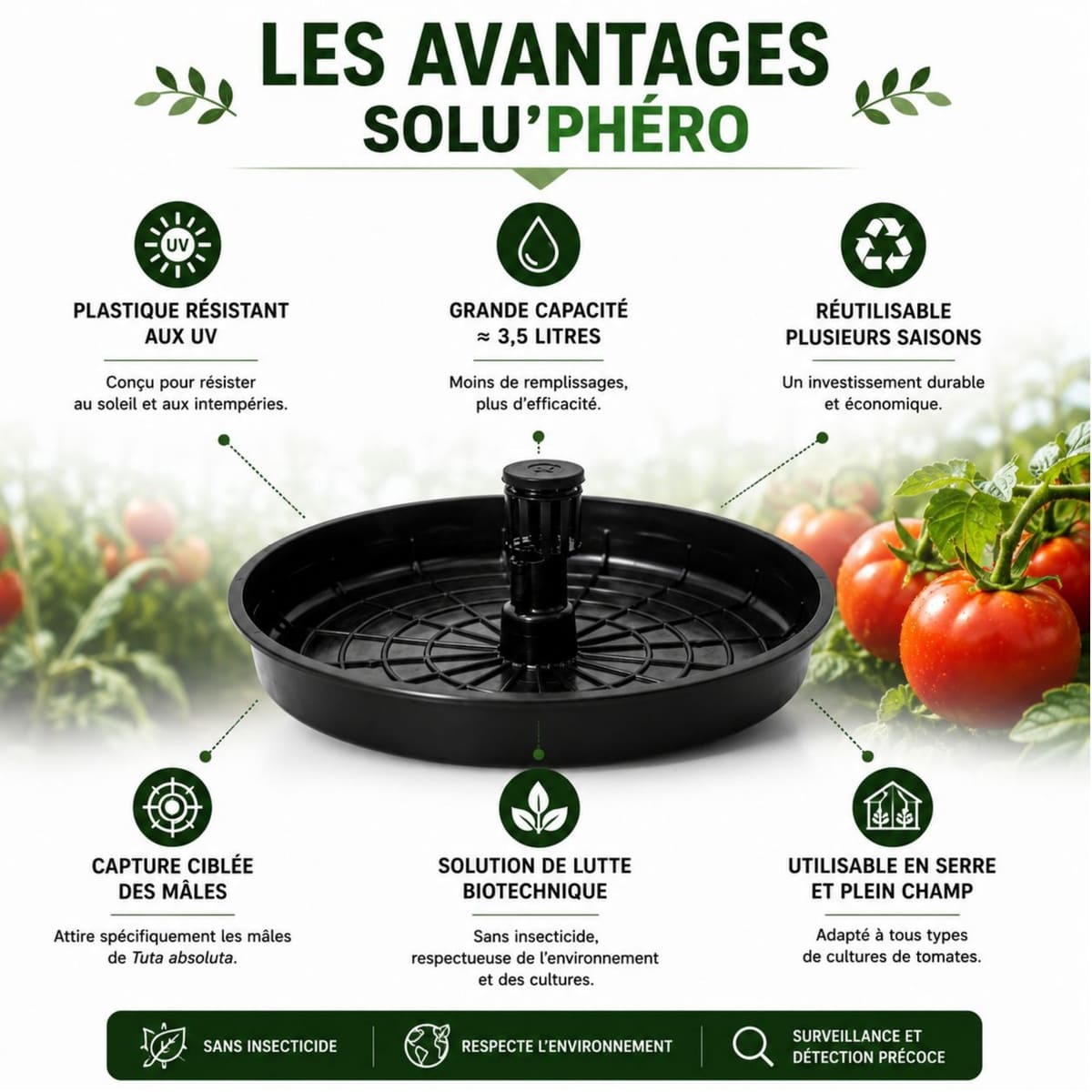 Piège à phéromones Water Trap pour la mineuse de la tomate – Avantages