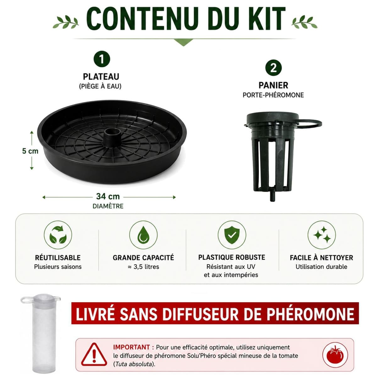 1 Piège à phéromones Water Trap pour la mineuse de la tomate – Conditionnement