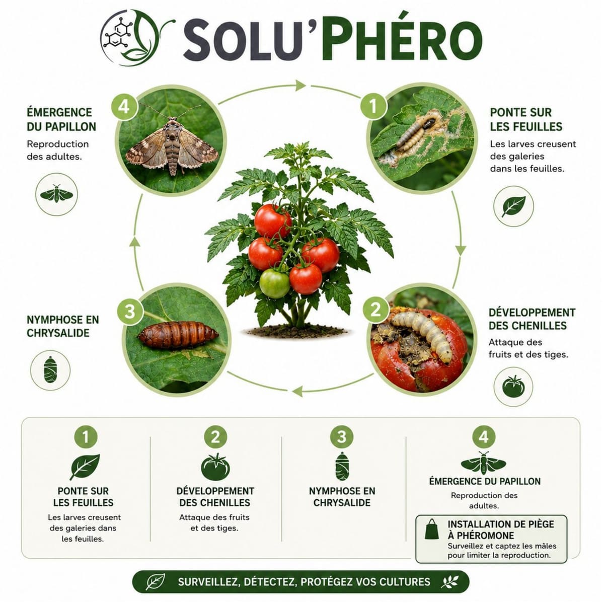 Piège à phéromones Water Trap pour la mineuse de la tomate – Cycle biologique