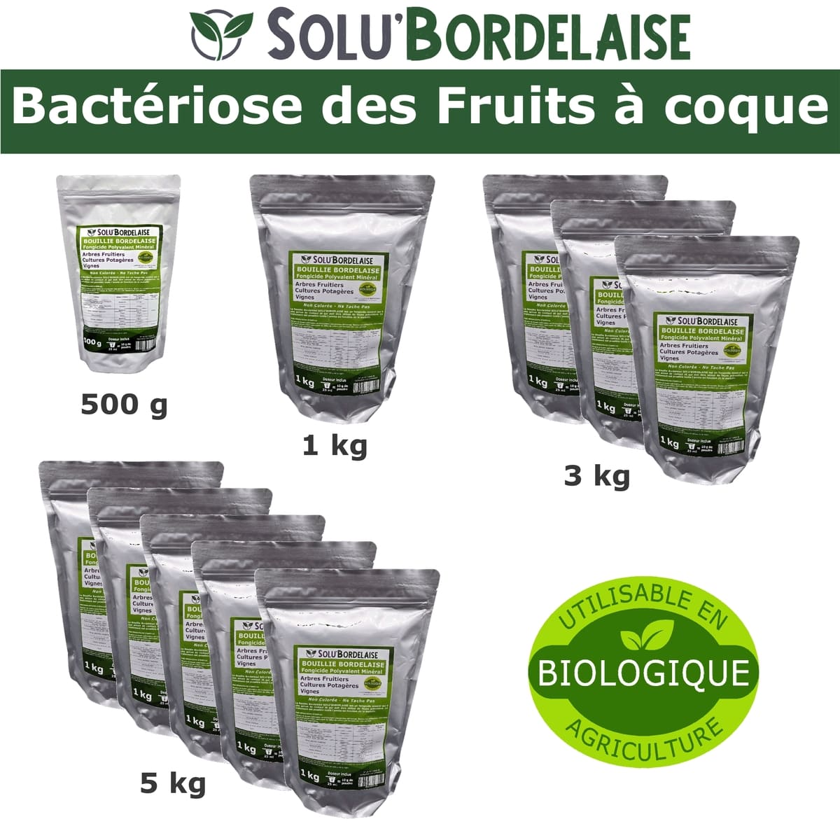 Bouillie Bordelaise Non Colorée spécial bactériose des fruits à coque, SOLU'BORDELAISE