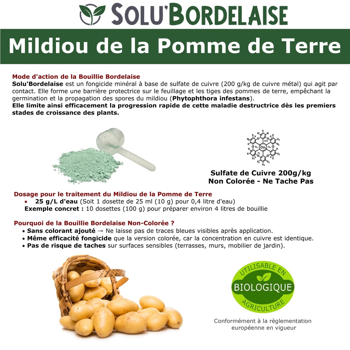 Action Bouillie Bordelaise Non Colorée - Mildiou de la pomme de terre