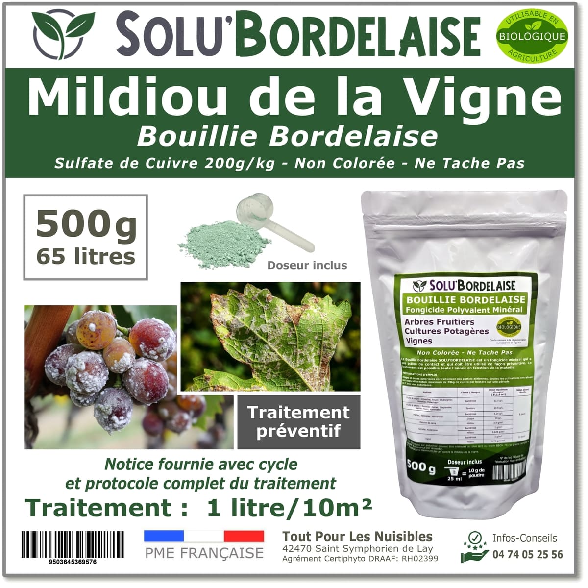 SOLU'BORDELAISE Mildiou de la vigne 500g
