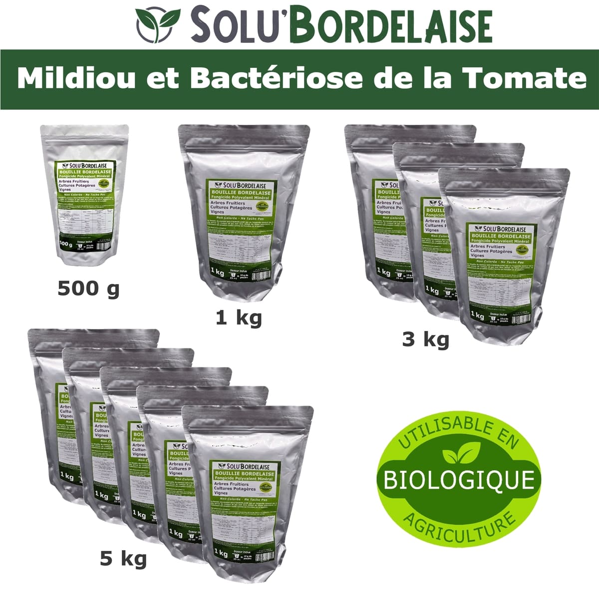 Gamme Bouillie Bordelaise Non Colorée – Mildiou et bactériose de la tomate