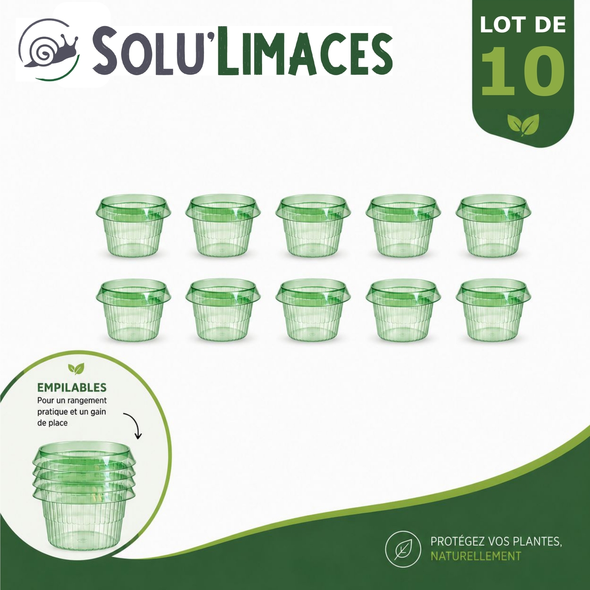 Cloche Anti-Limaces et Escargots SOLU'LIMACES - Lot de 10 empliable