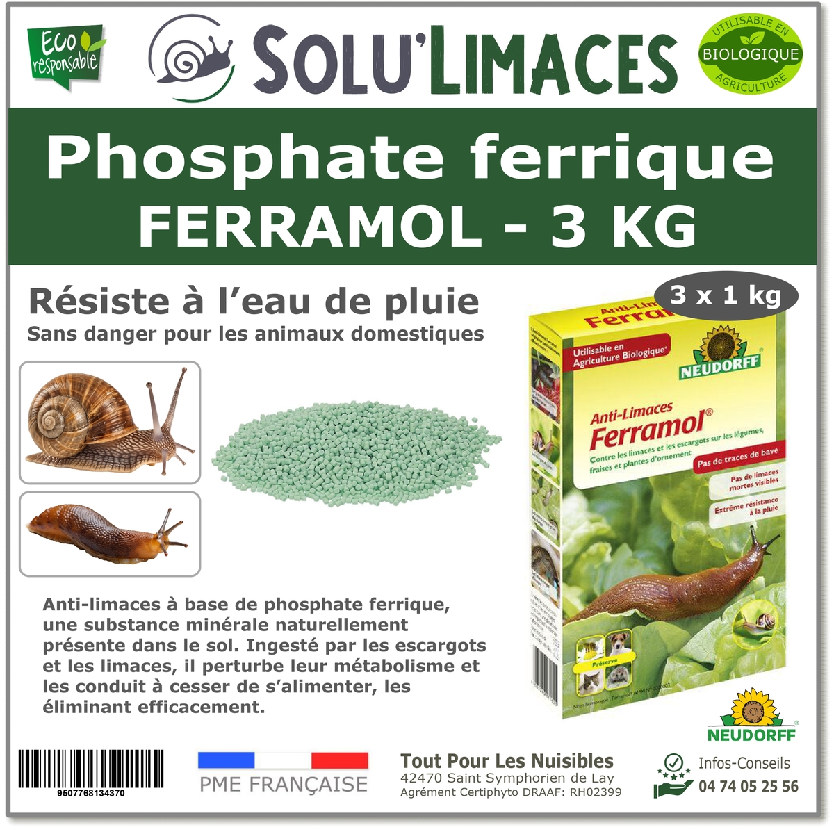 Phosphate ferrrique ferrramol, Solu'Limaces - 3kg