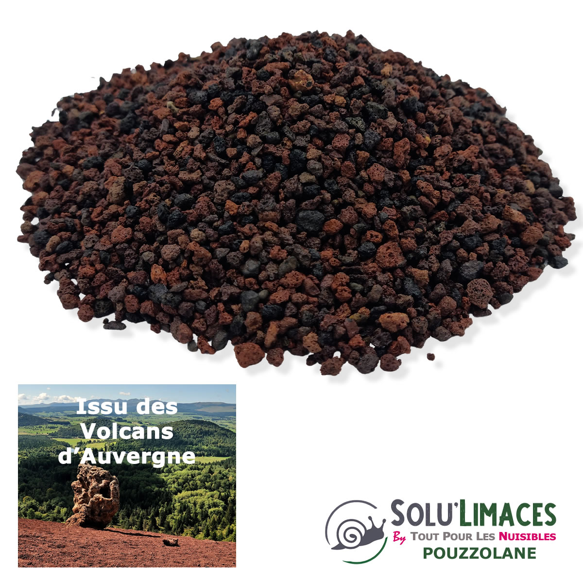 Tas Pouzzolane barrière Anti Limaces, Escargots et autres gasteropodes, SOLU'LIMACES