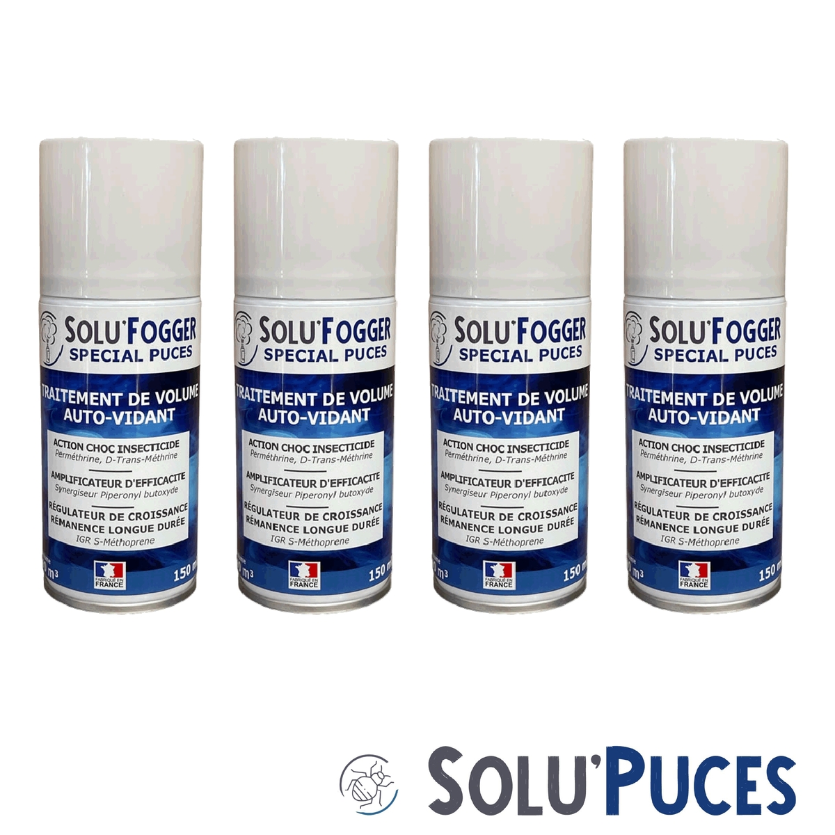 SOLU'PUCES - Lot de 4 Aérosols de 150ml
