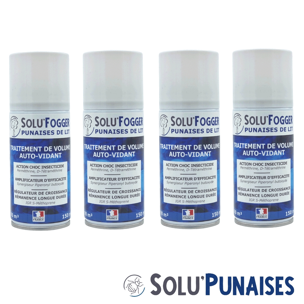 SOLU'PUNAISES - Lot de 4 Aérosols de 150ml