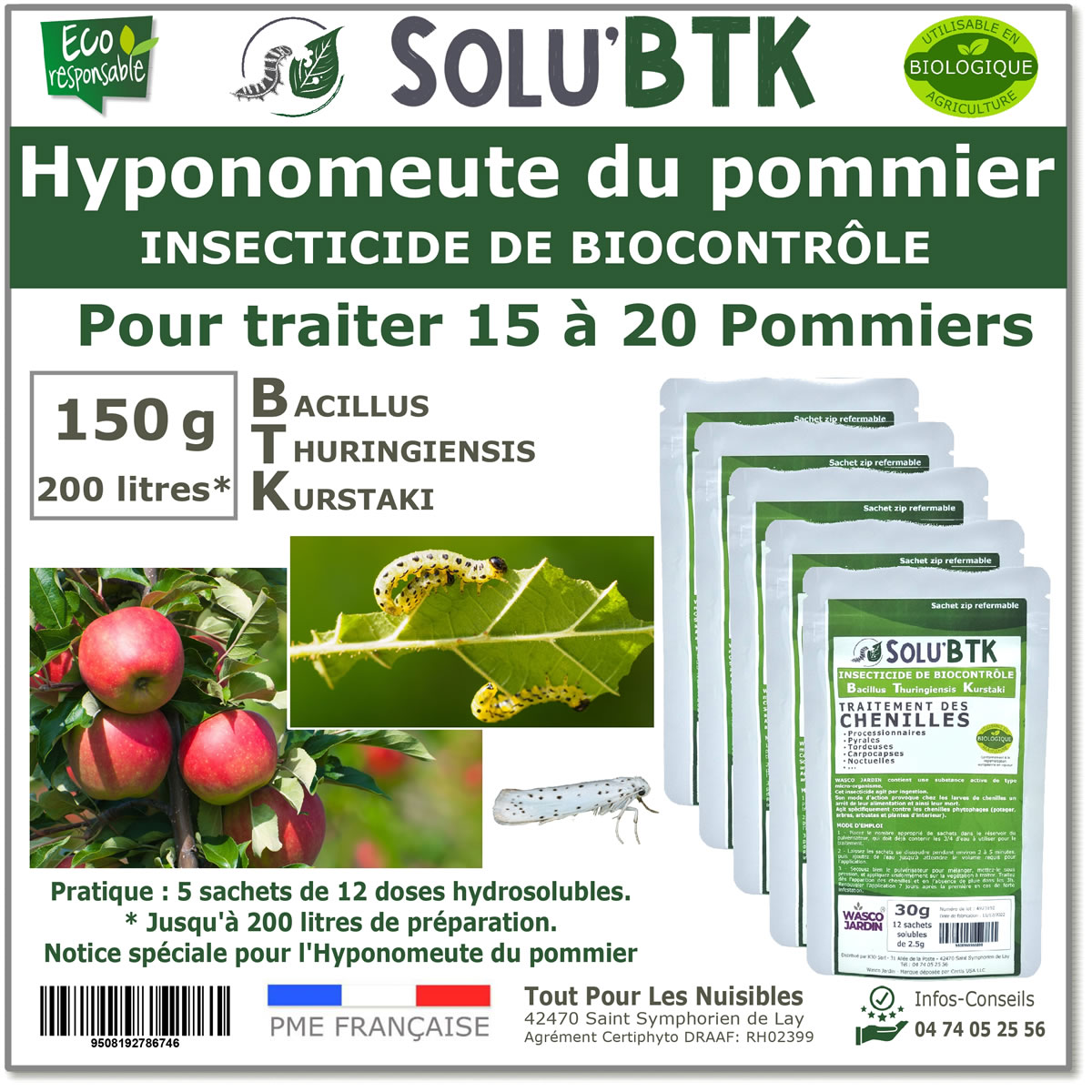 150 g - SoluBtk, Hyponomeute du Pommier