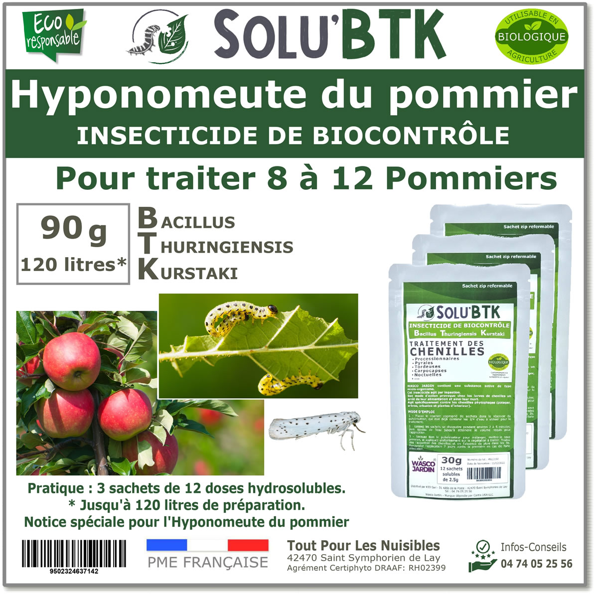 90 g - SoluBtk, Hyponomeute du Pommier