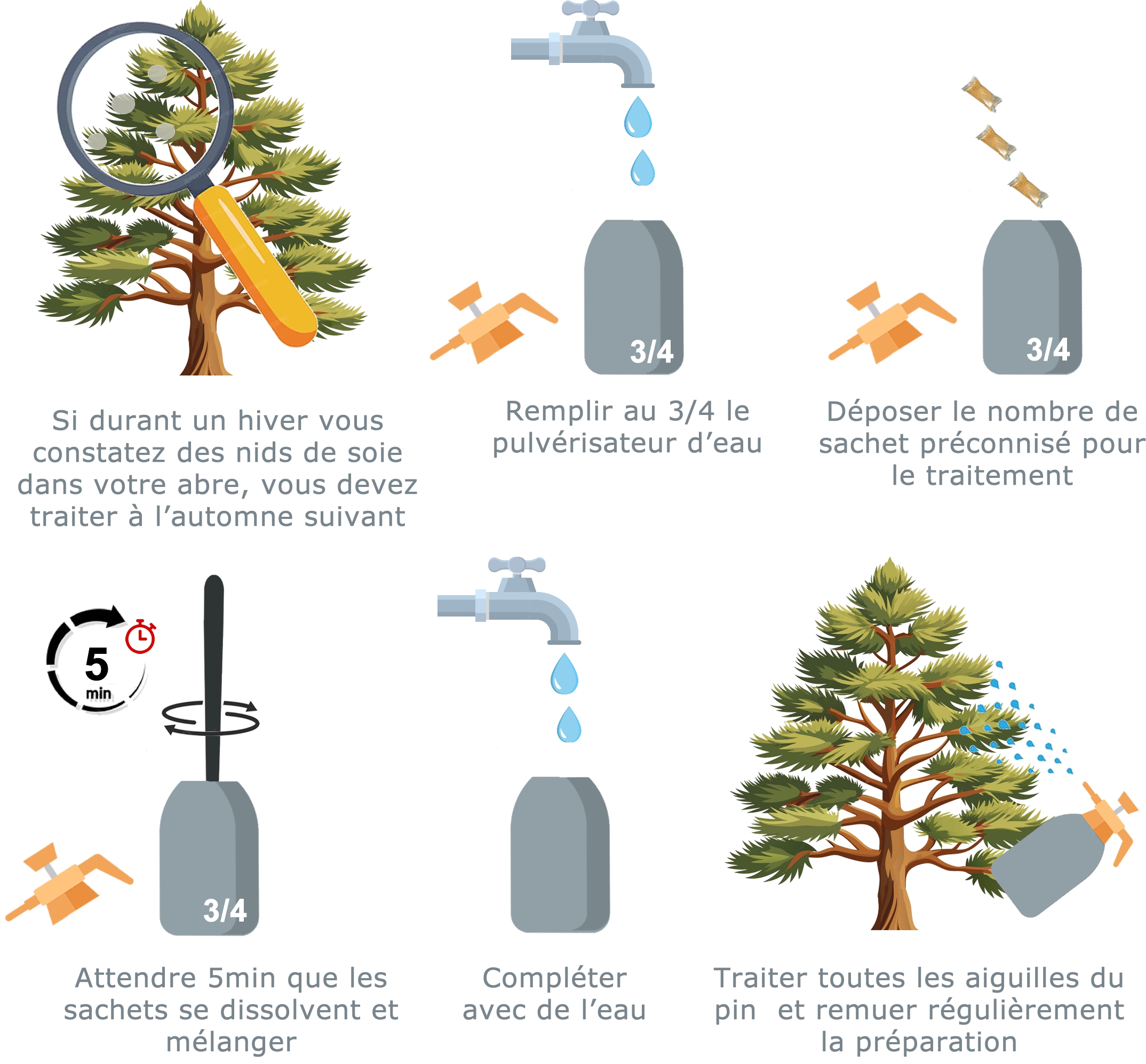 Schéma taitement BTK chenille processionnaire du pin