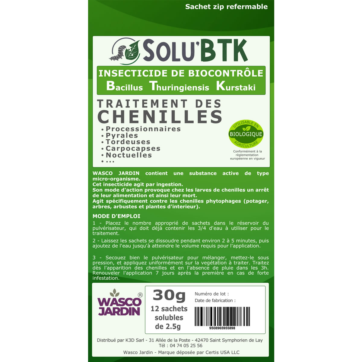 Etiquette SOLU'BTK 30g - Face avant