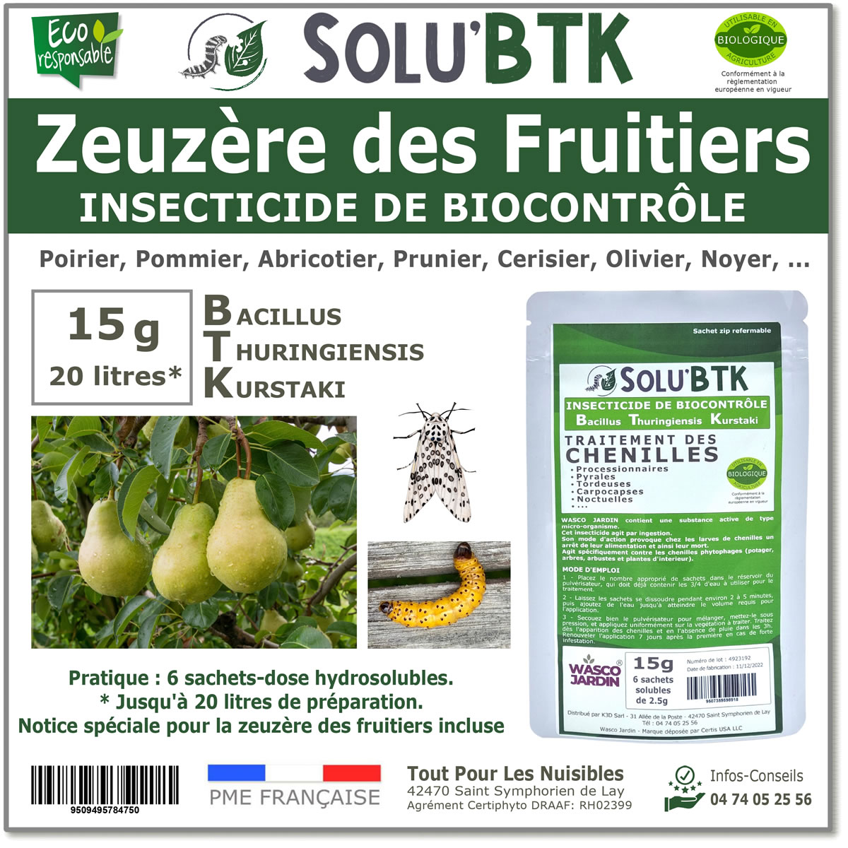 SOLU'BTK Zeuzère des fruitiers 15g