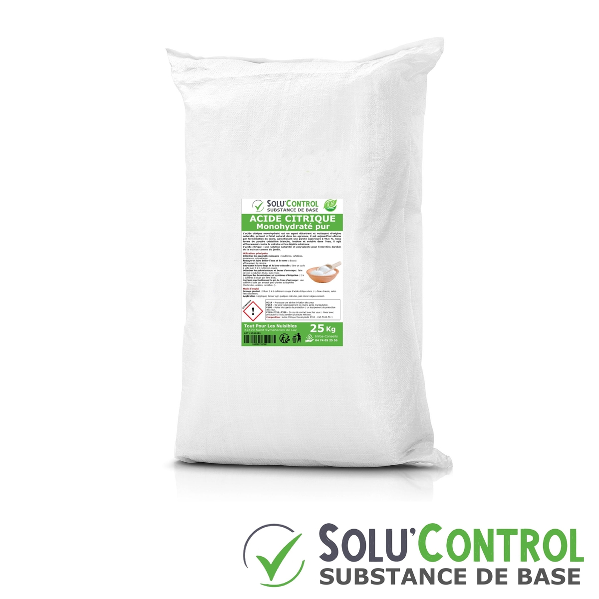 Acide citrique monohydraté pur -  doypack de 25kg