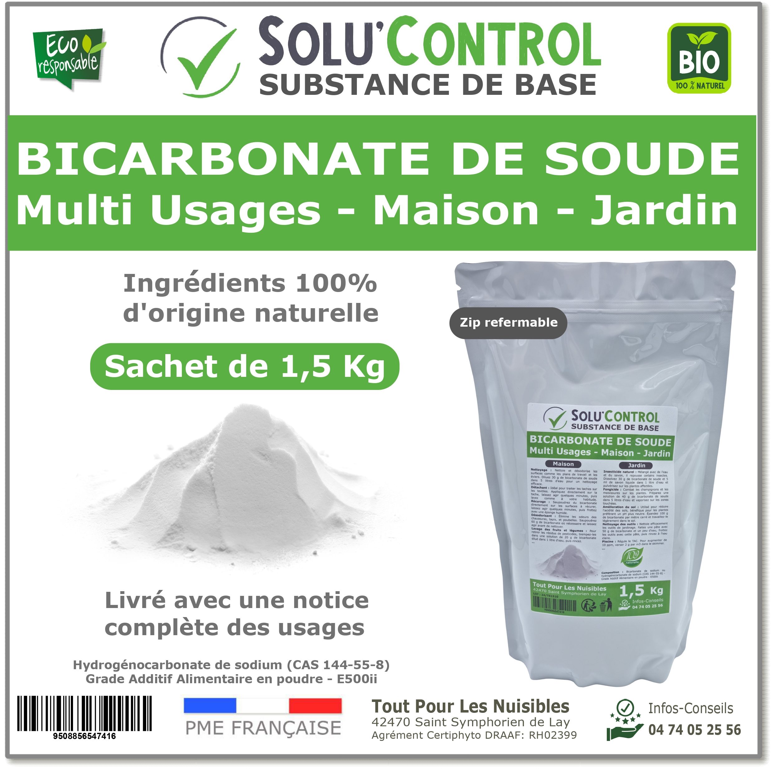 Bicarbonate de soude SOLU'CONTROL - 1.5kg
