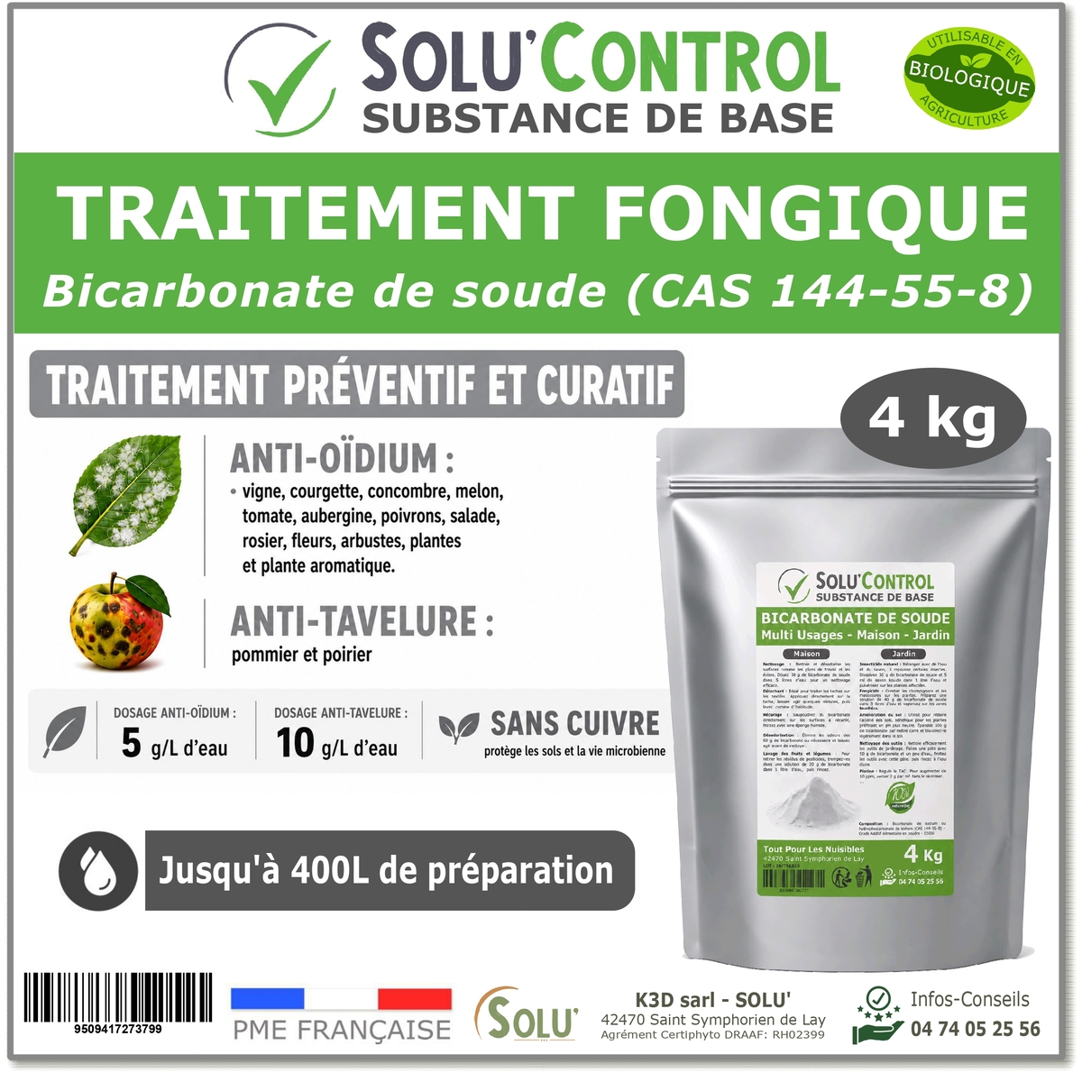 Bicarbonate de soude fongicide SOLU'CONTROL - 4kg
