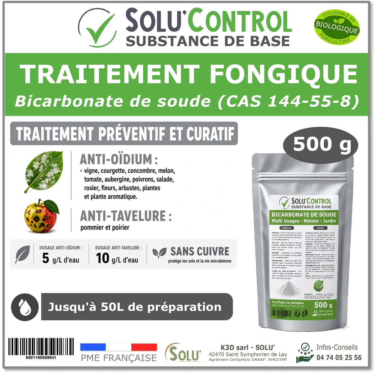 Bicarbonate de soude fongicide SOLU'CONTROL - 500g