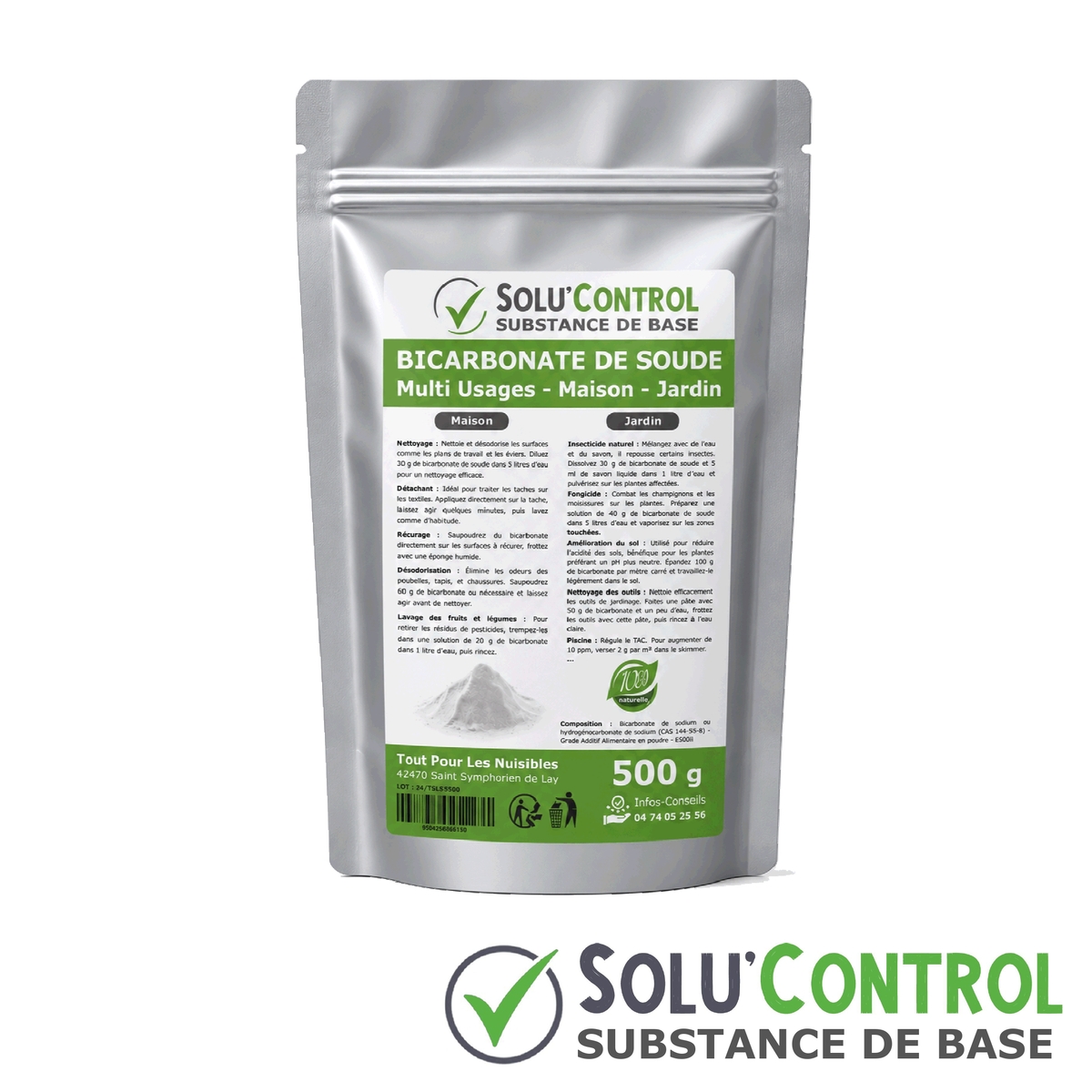 Sachet Bicarbonate de soude fongicide SOLU'CONTROL - 500g