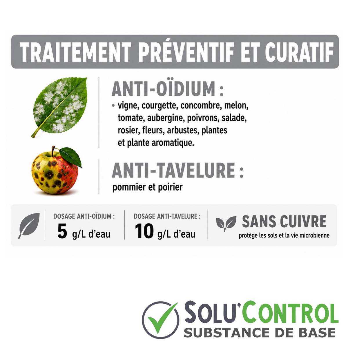 Bicarbonate de soude fongicide SOLU'CONTROL - Usage