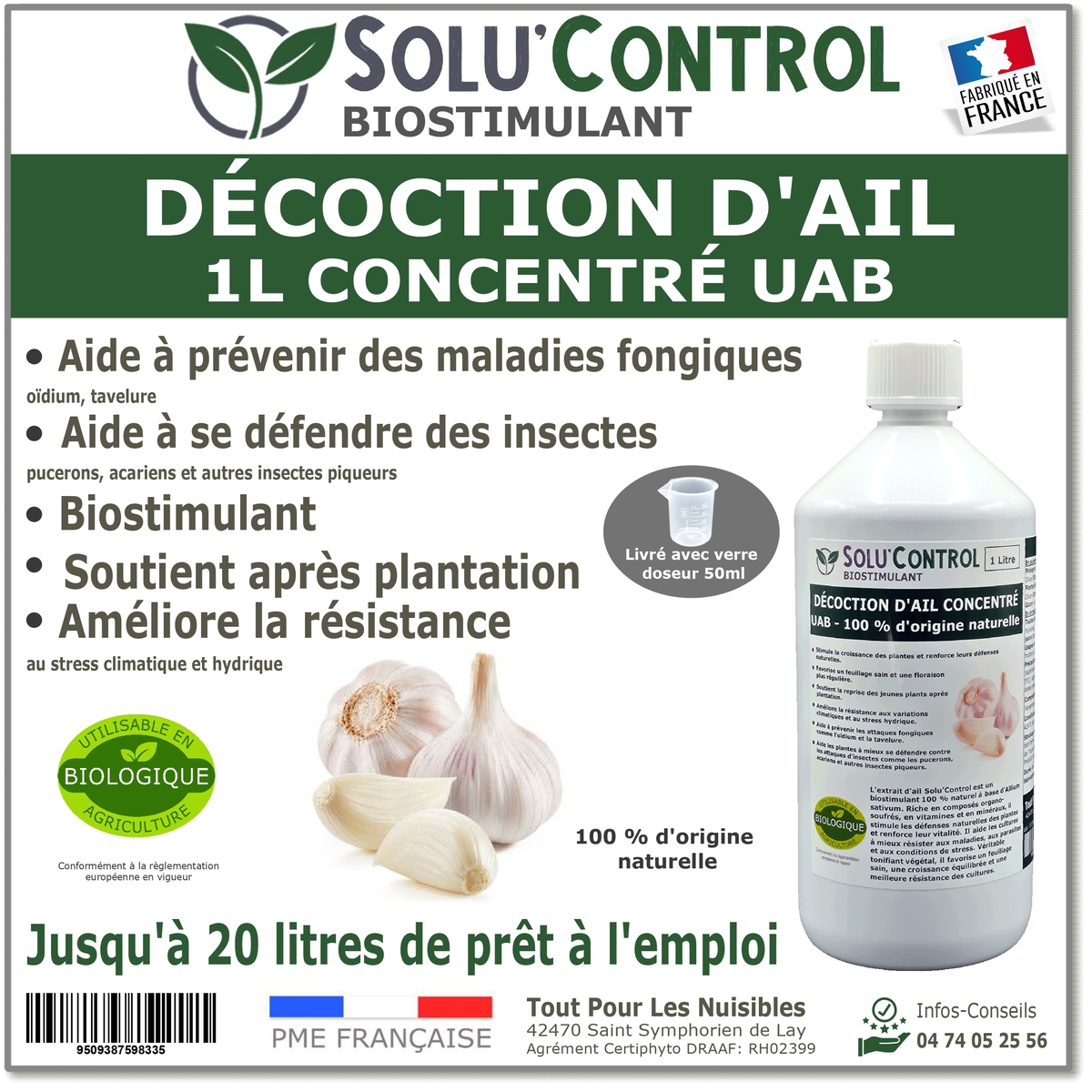 Solu'control Décoction d'ail naturel UAB 1L