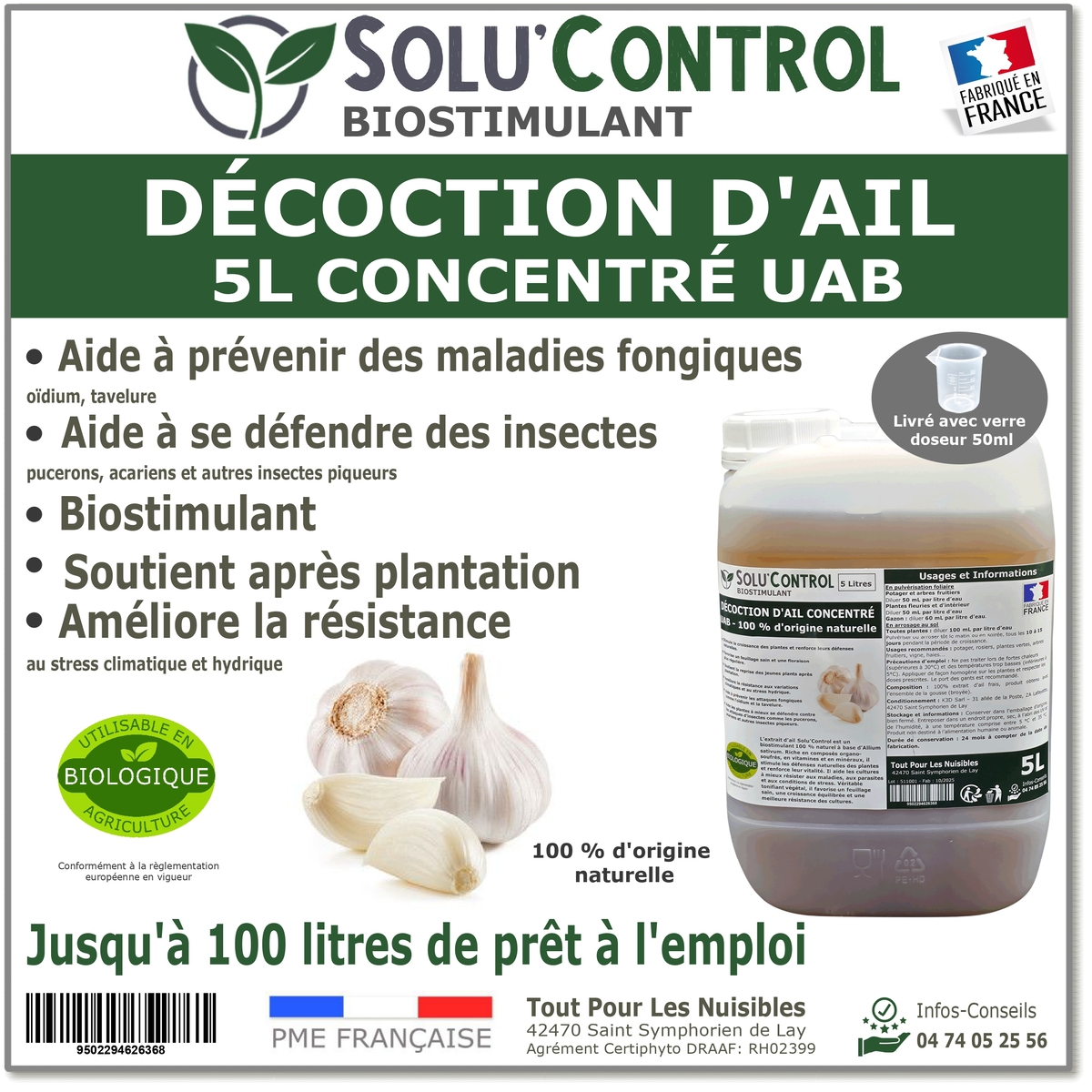 Solu'control Décoction d'ail naturel UAB 5L