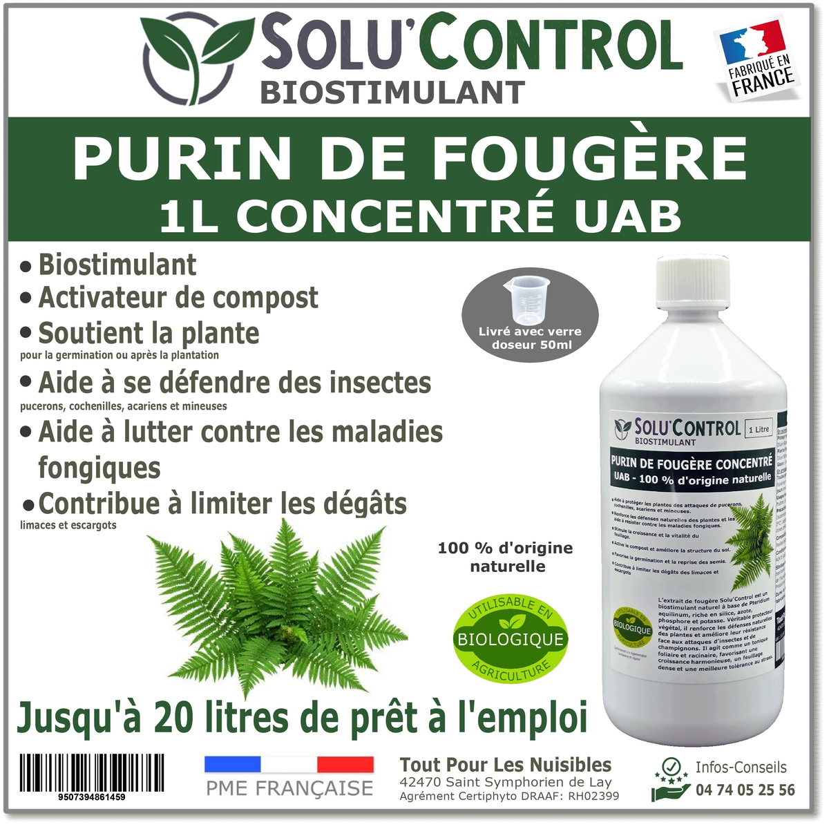 Solu'control Purin de fougère naturel UAB 1L