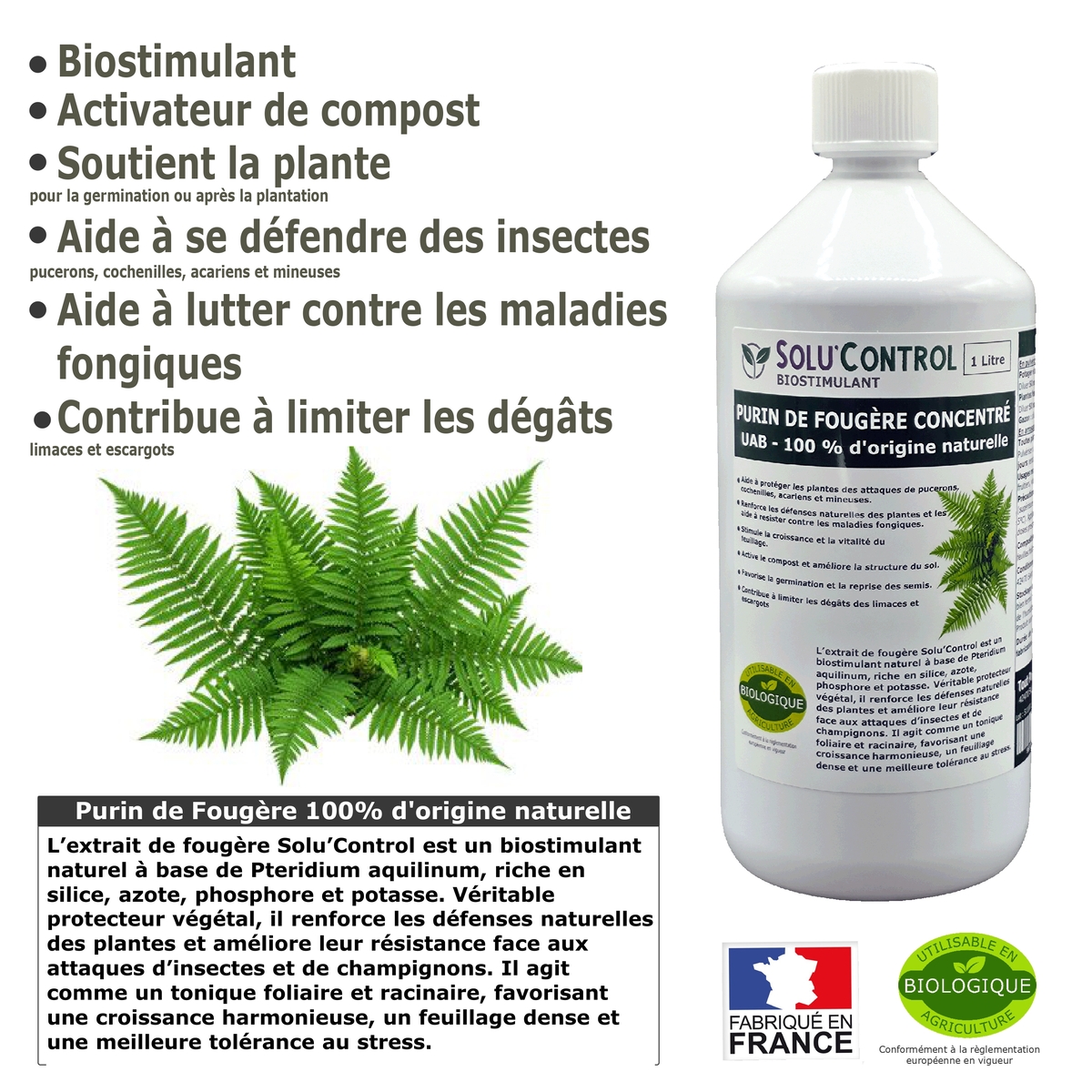 Solu'control Explication Purin de fougère naturel UAB 1L