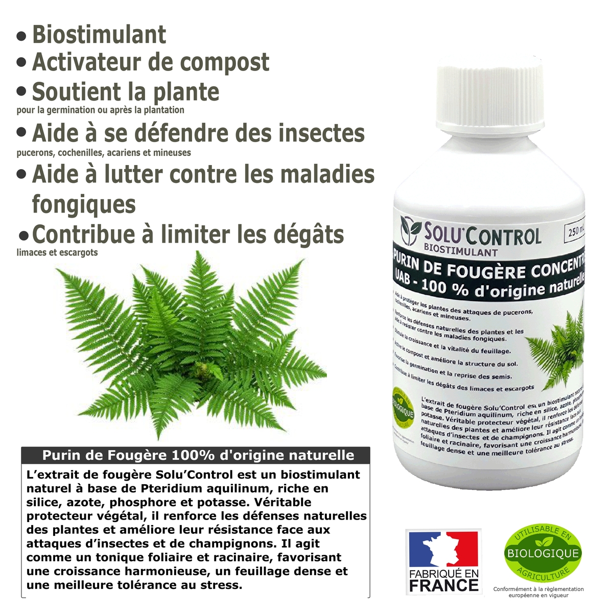 Solu'control Explication Purin de fougère naturel UAB 250ml