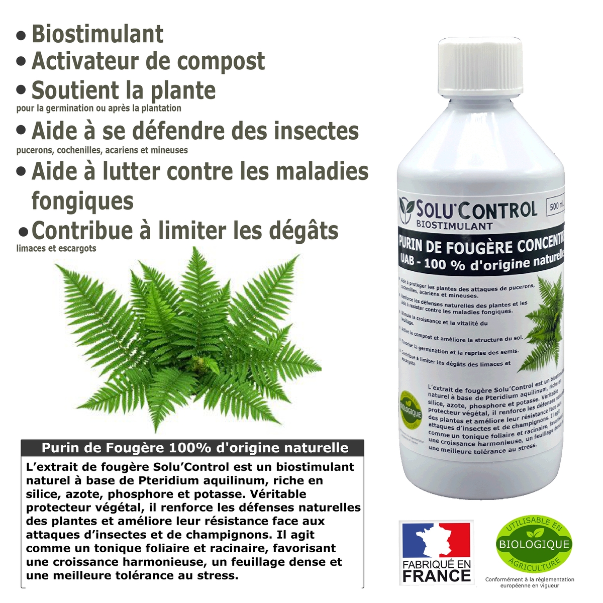 Solu'control Explication Purin de fougère naturel UAB 500ml