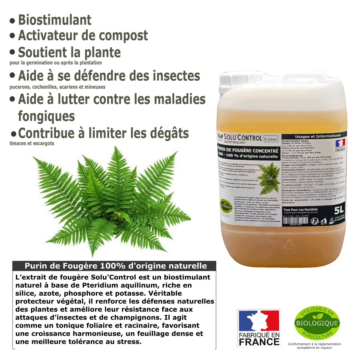 Solu'control Explication Purin de fougère naturel UAB 5L