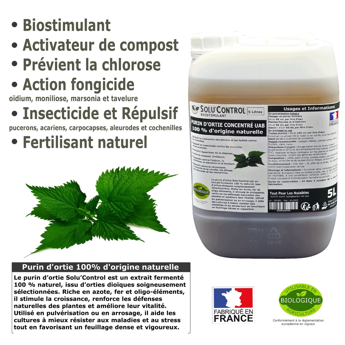 Solu'control Explication Purin d'ortie naturel UAB 5L