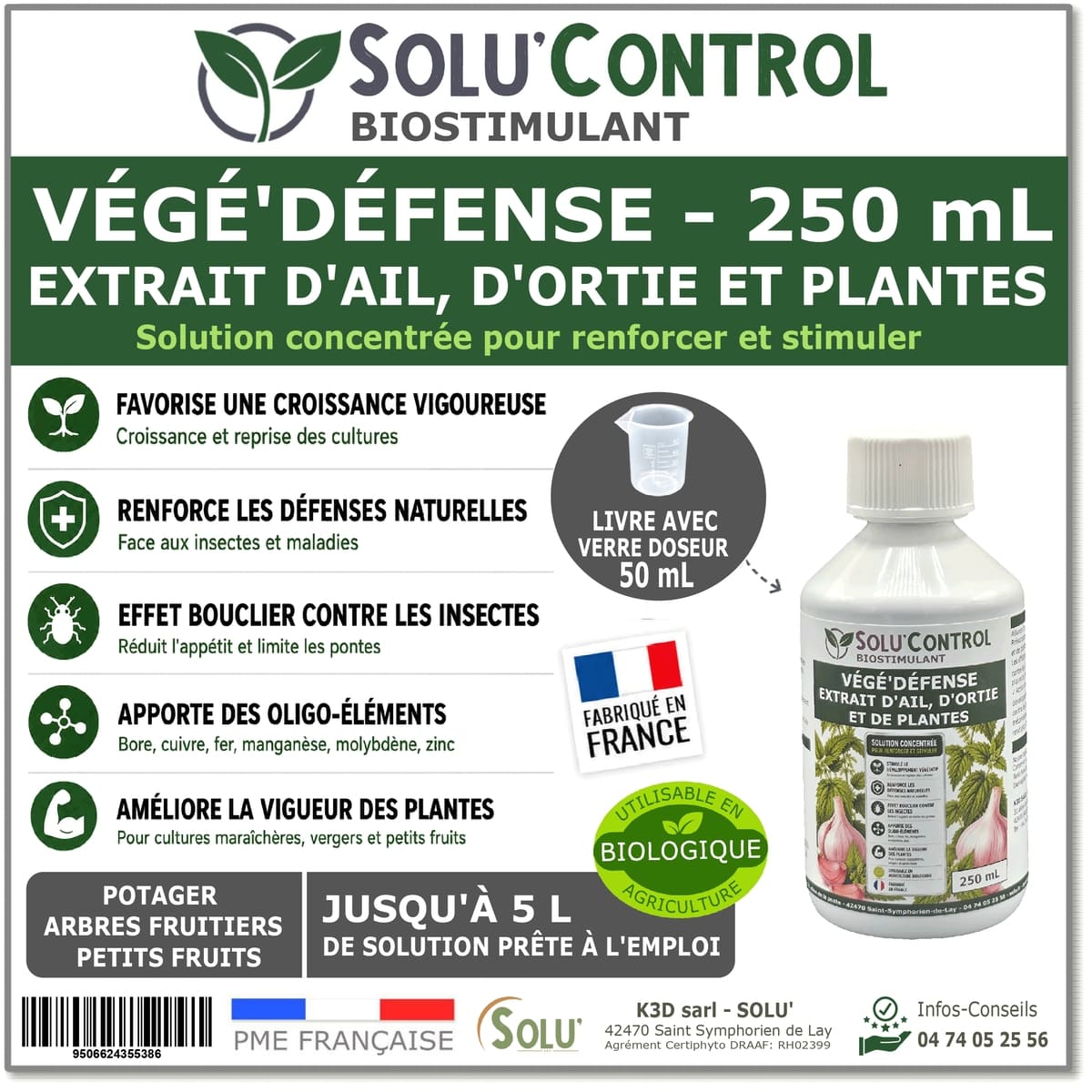 Solu'control Végé'Defense - Biostimulant 250ml