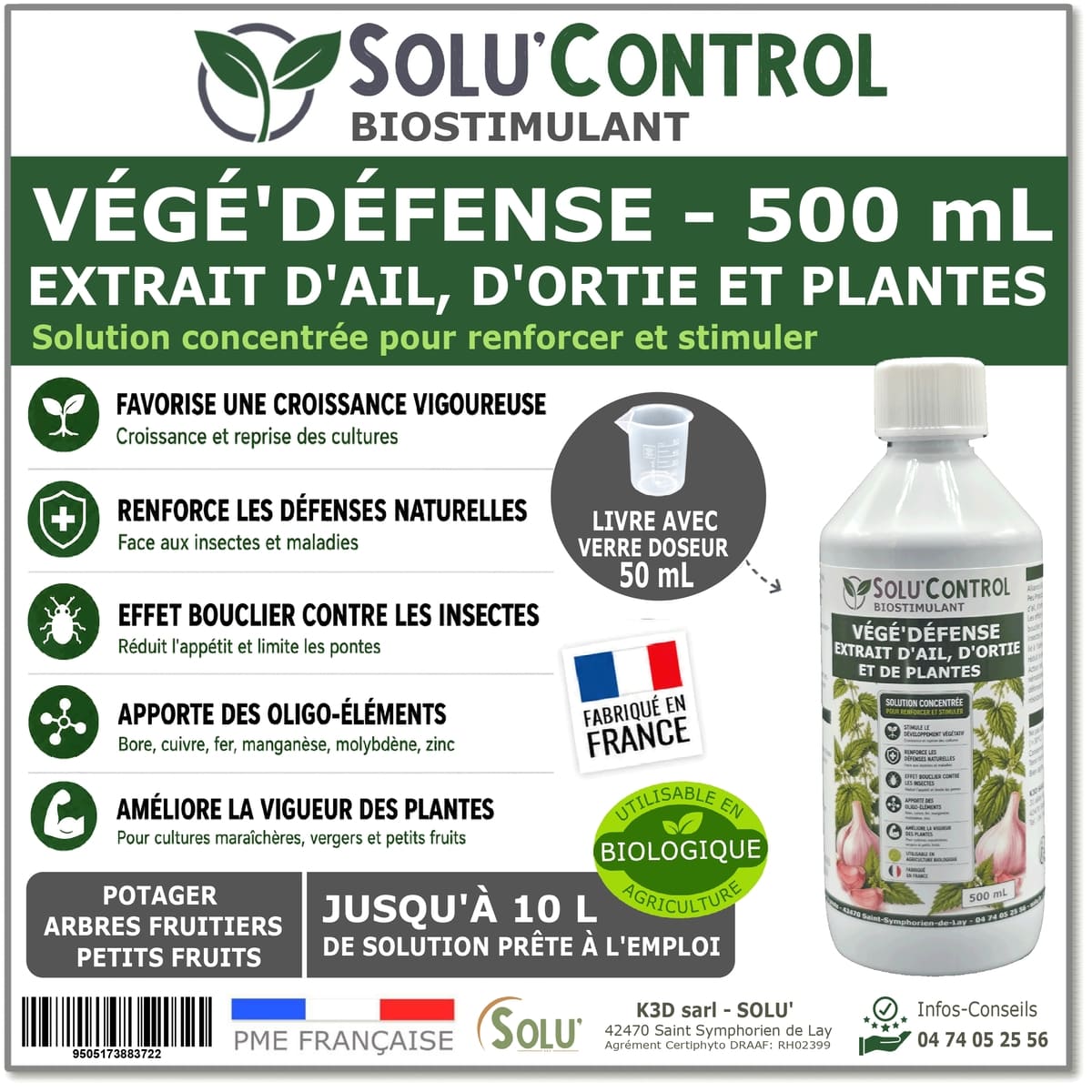Solu'control Végé'Defense - Biostimulant 500ml